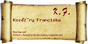 Kozáry Franciska névjegykártya
